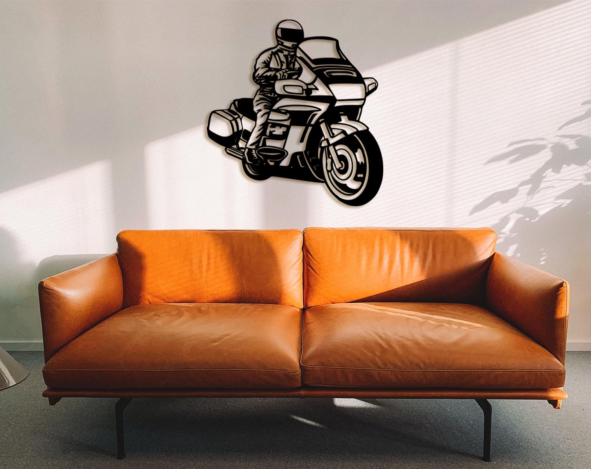 Motorcycle Wood Wall Art: 3D Adventure Bike Decor