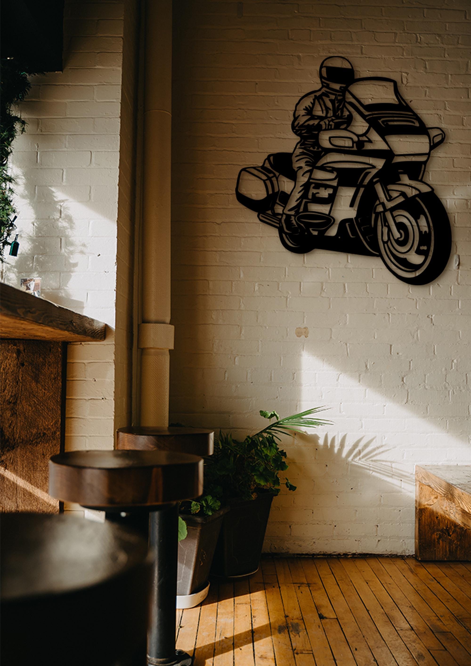 Motorcycle Wood Wall Art: 3D Adventure Bike Decor