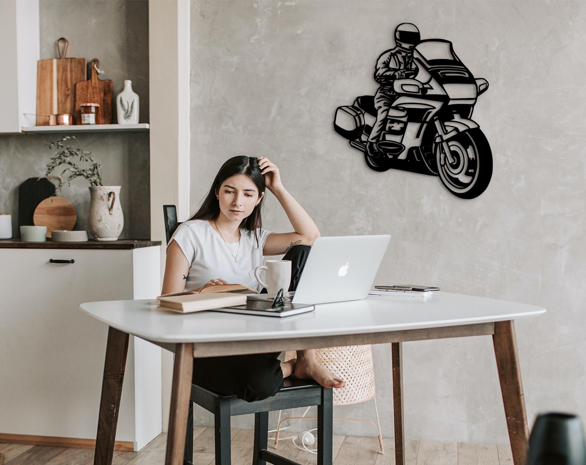 Motorcycle Wood Wall Art: 3D Adventure Bike Decor