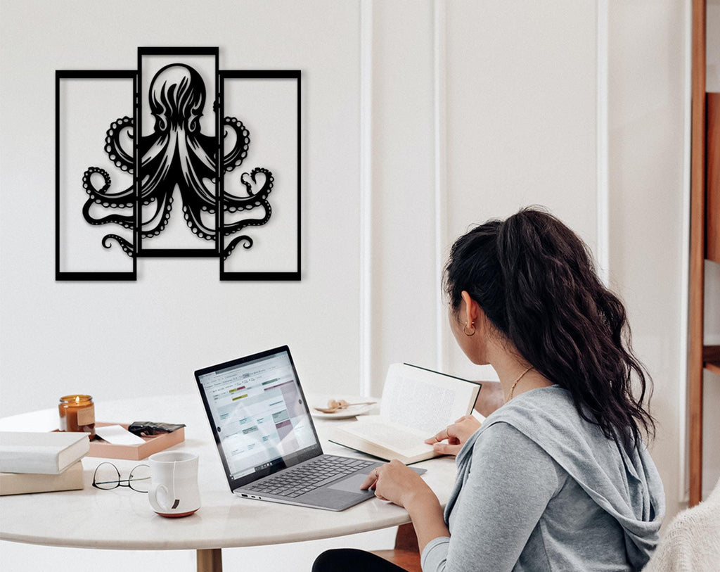 3D Octopus Wood Wall Art: Marine Life Decor
