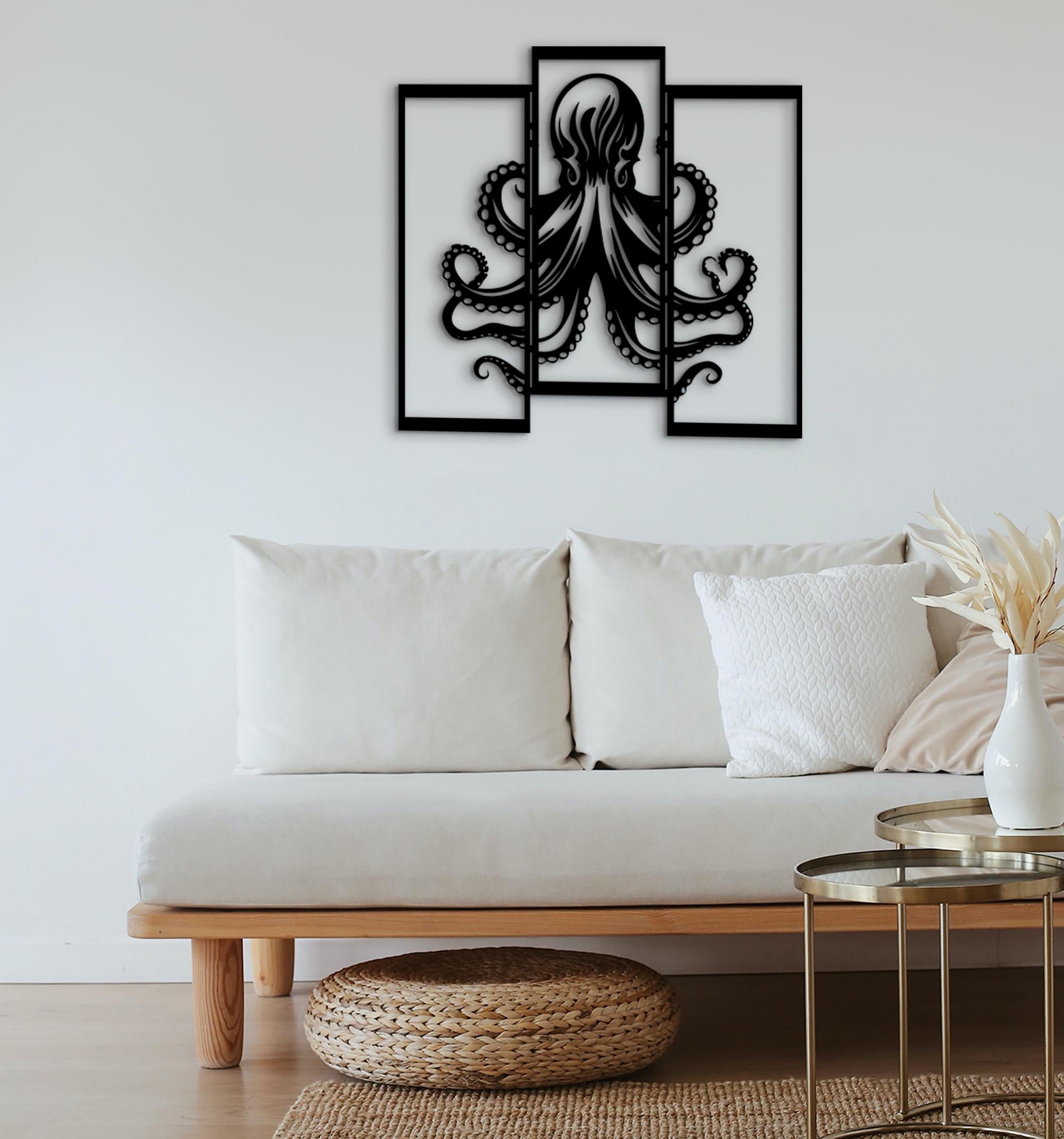 3D Octopus Wood Wall Art: Marine Life Decor
