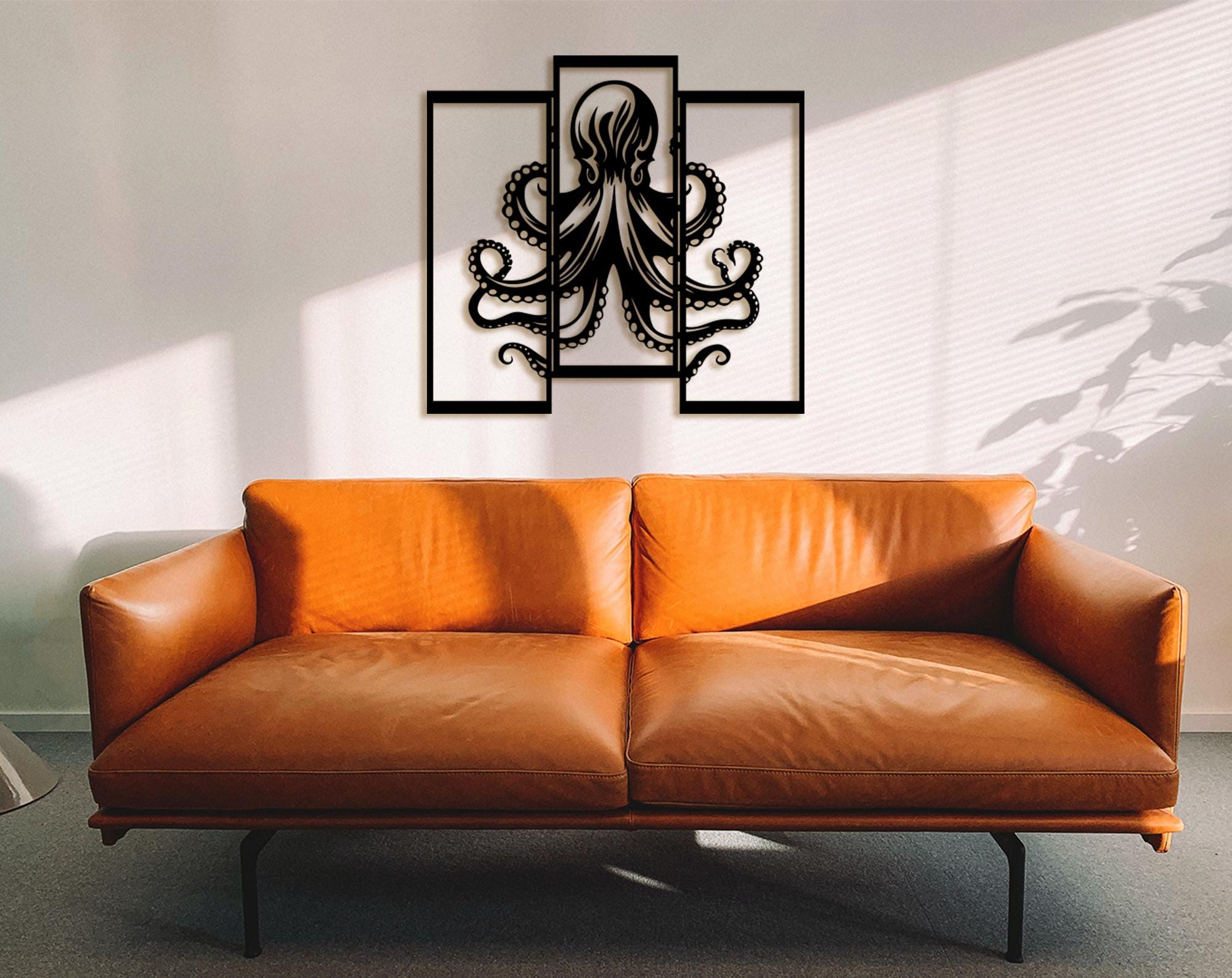 3D Octopus Wood Wall Art: Marine Life Decor