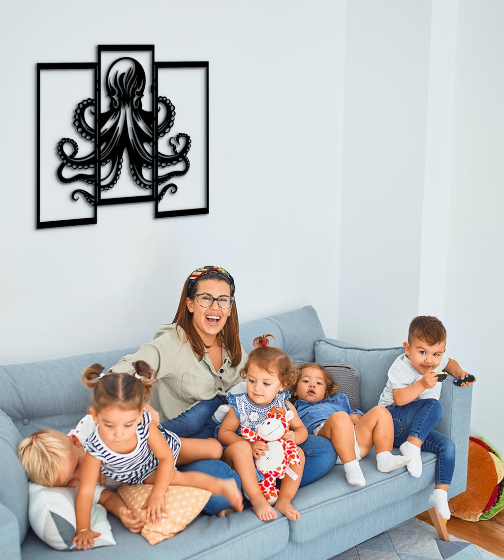3D Octopus Wood Wall Art: Marine Life Decor