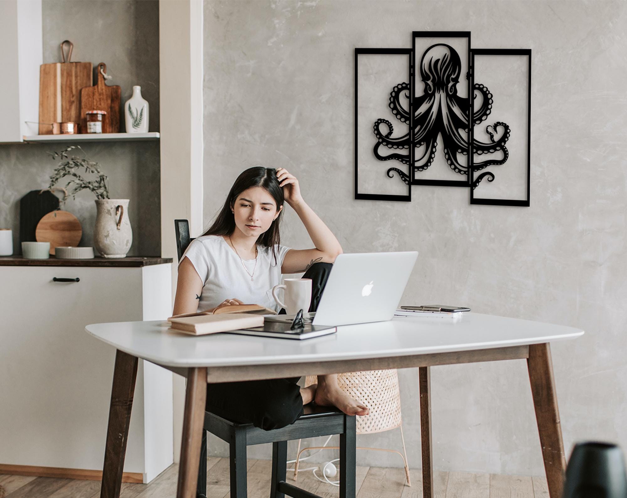 3D Octopus Wood Wall Art: Marine Life Decor