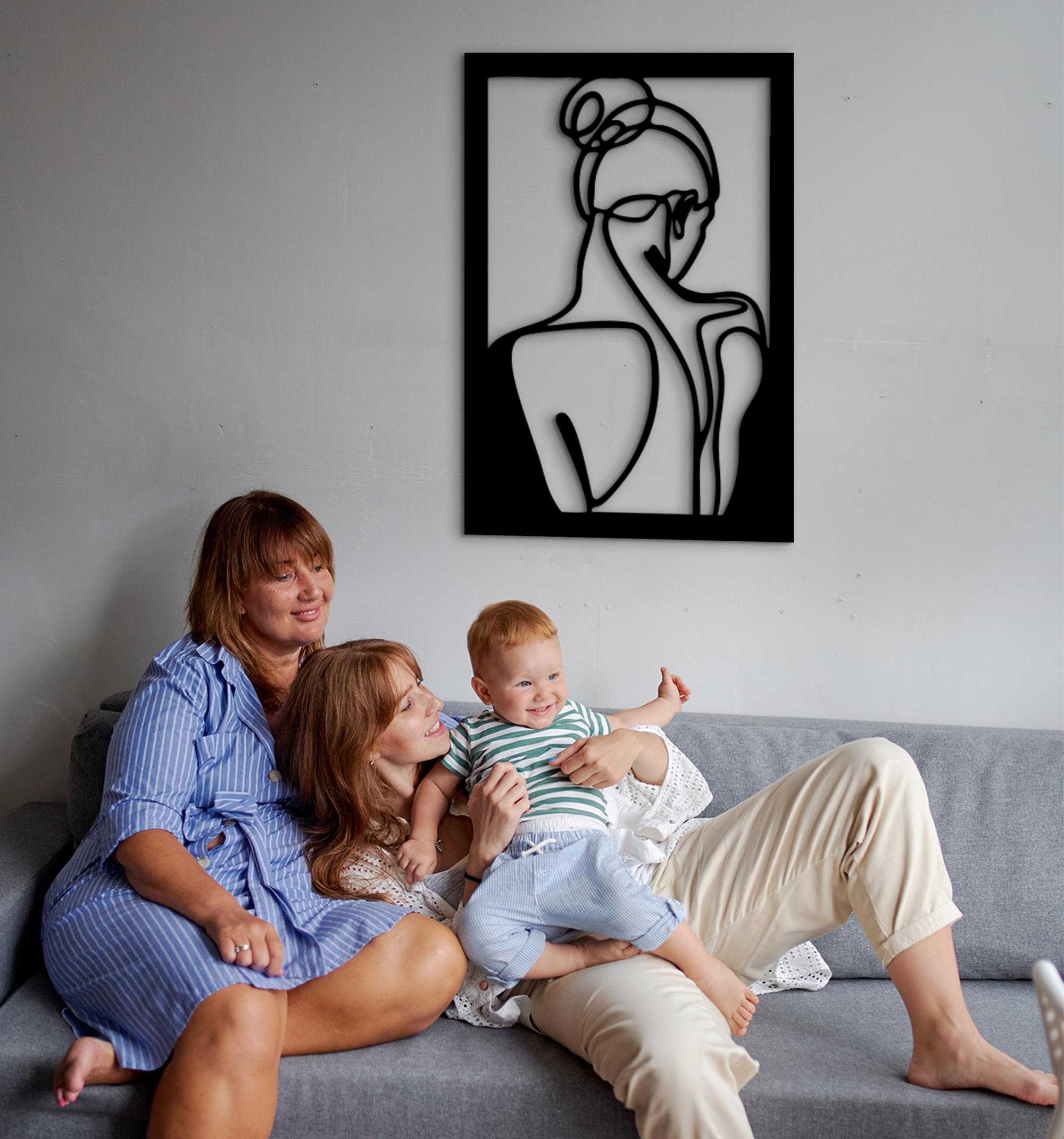 Abstract Woman Line Art: Wood Wall Decor, Minimalist Home Design