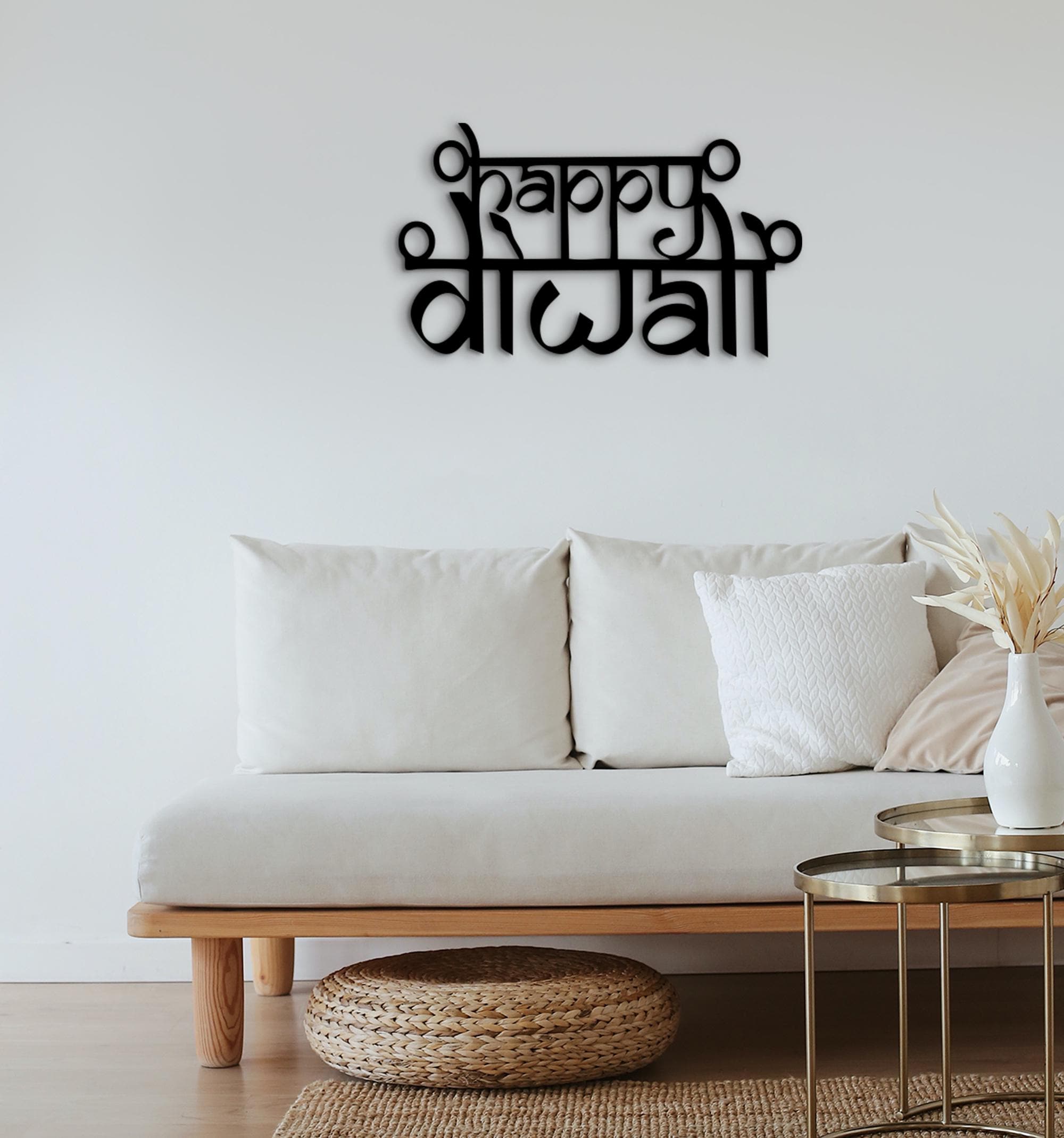 Happy Diwali Wood Sign: Indian Festive Wall Art