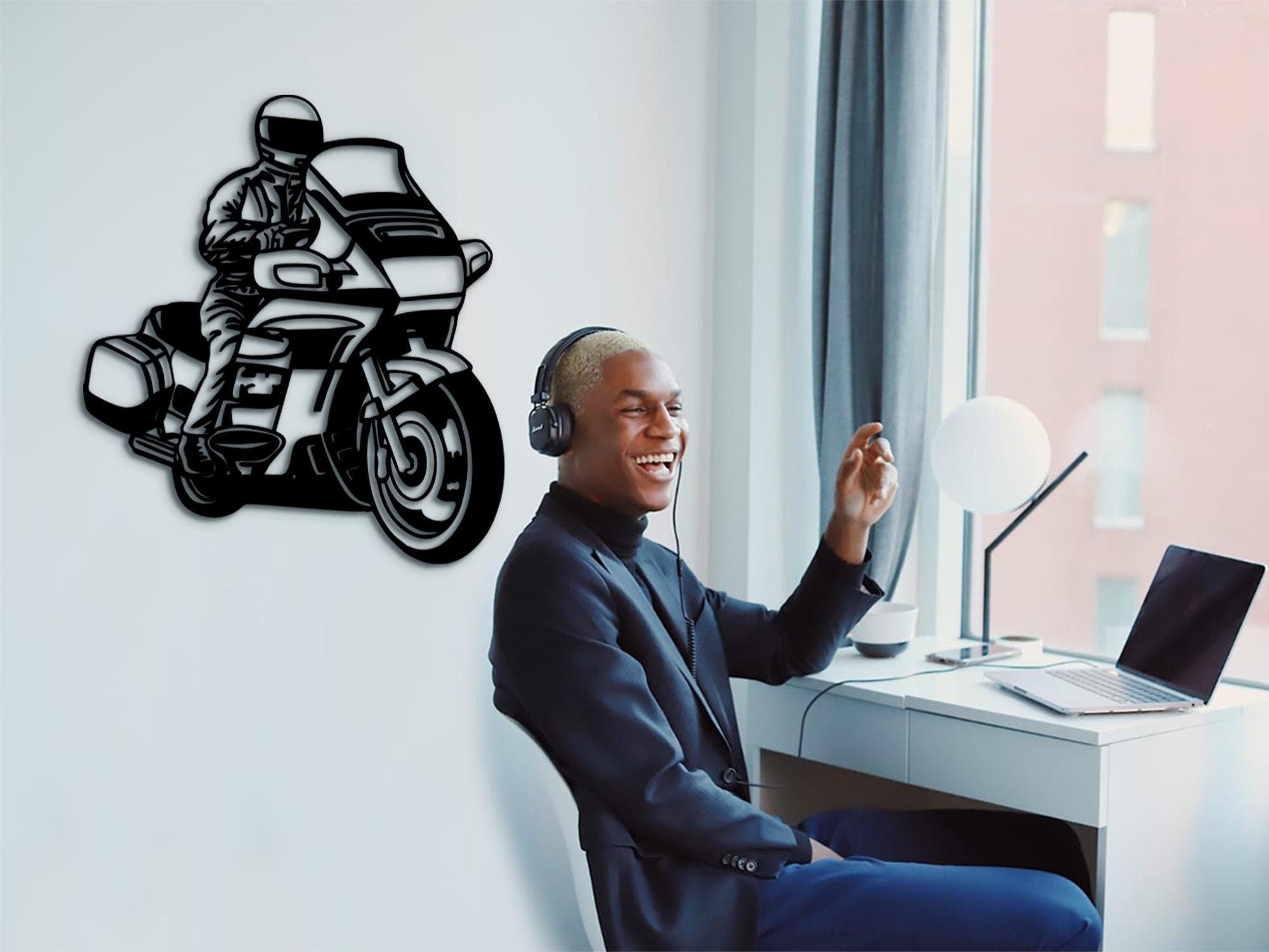 Motorcycle Wood Wall Art: 3D Adventure Bike Decor