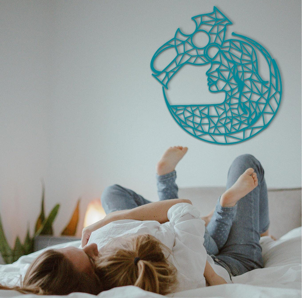 Aquarius Zodiac Sign Wood Wall Art: Boho Tarot Decor