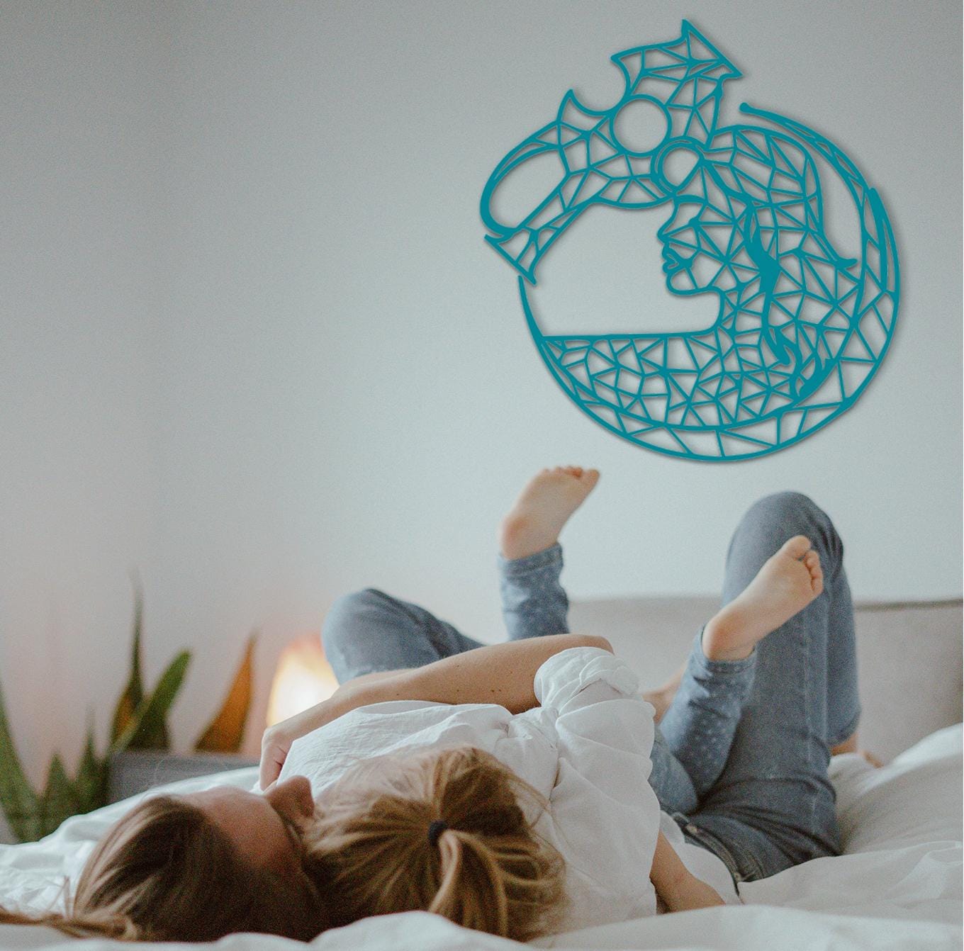 Aquarius Zodiac Sign Wood Wall Art: Boho Tarot Decor