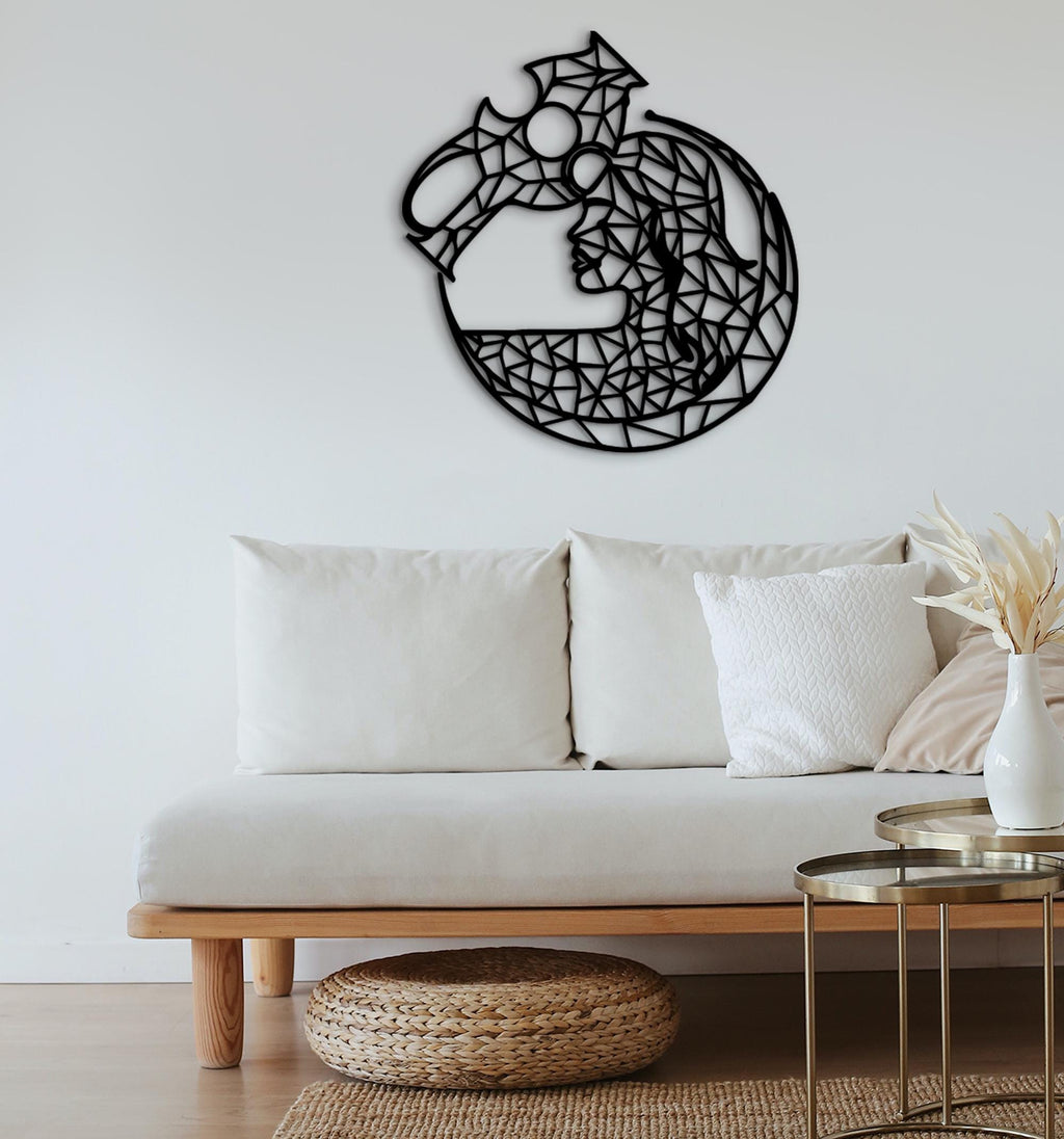 Aquarius Zodiac Sign Wood Wall Art: Boho Tarot Decor