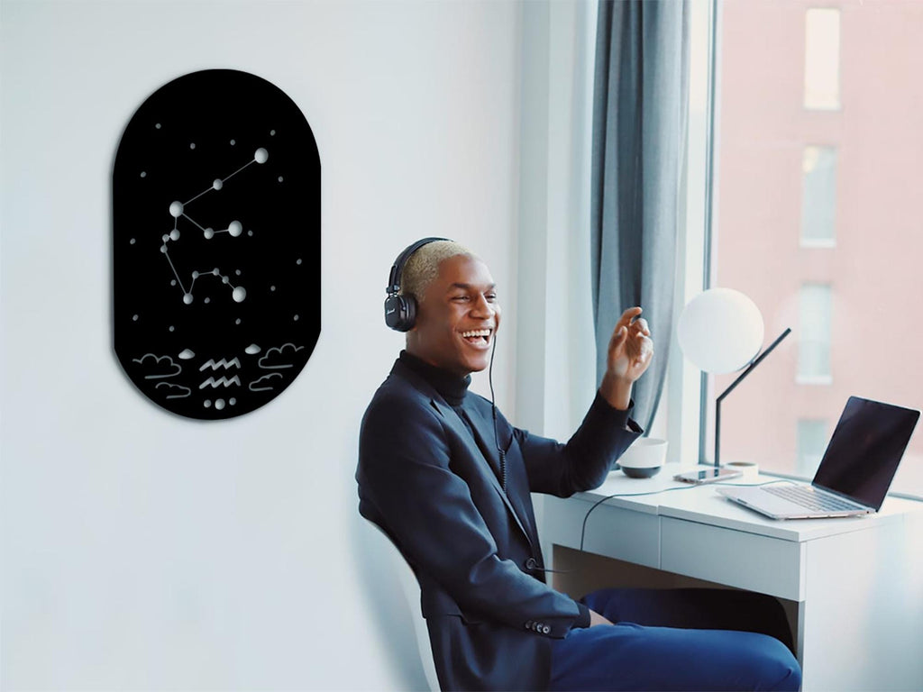 Aquarius Zodiac Constellation Wood Wall Decor: Mystical Boho Art
