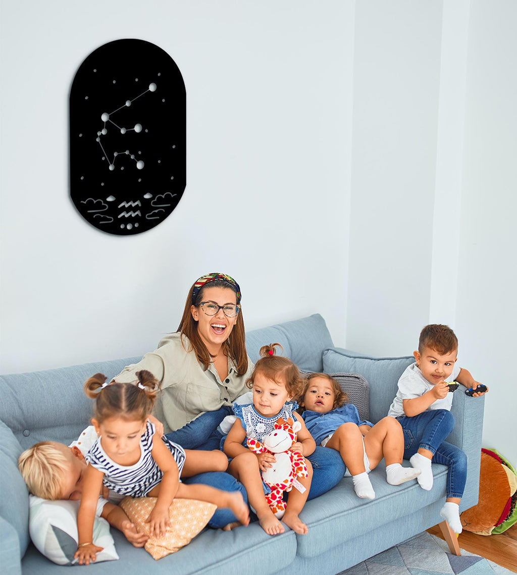 Aquarius Zodiac Constellation Wood Wall Decor: Mystical Boho Art