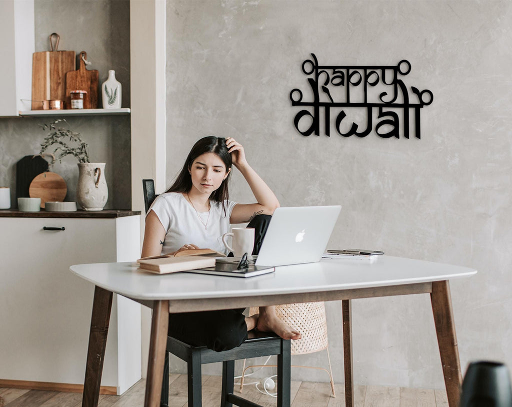 Happy Diwali Wood Sign: Indian Festive Wall Art
