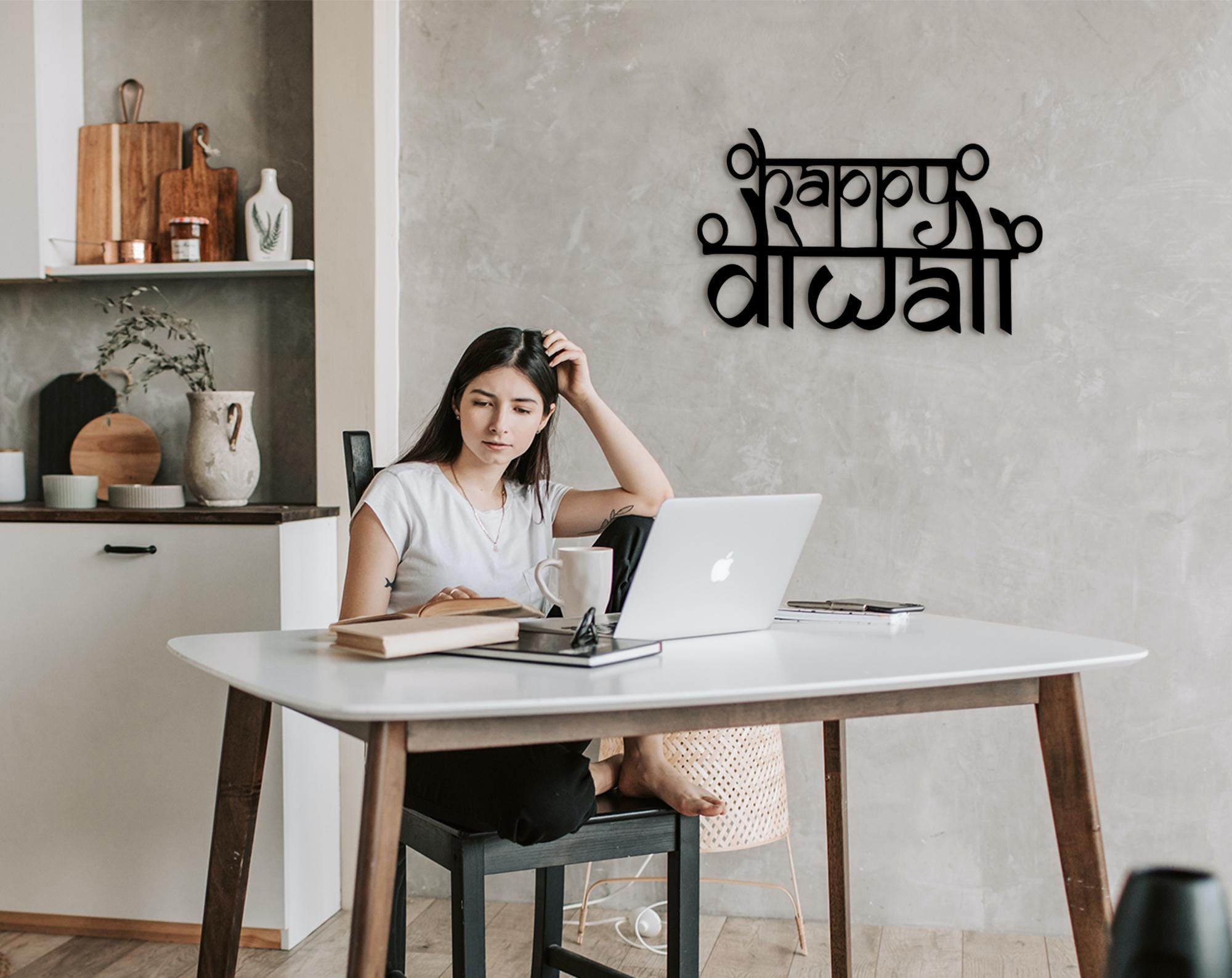 Happy Diwali Wood Sign: Indian Festive Wall Art
