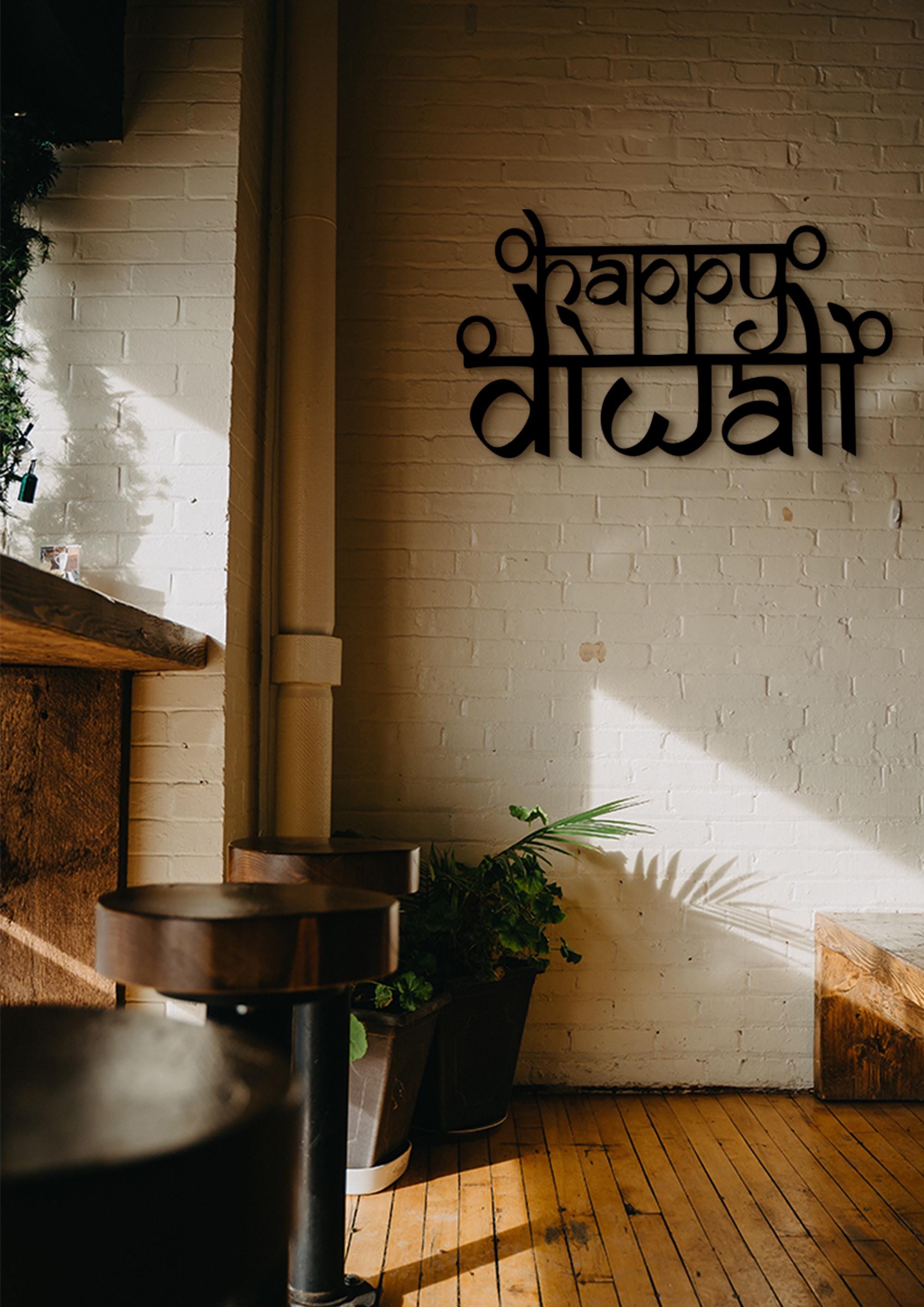 Happy Diwali Wood Sign: Indian Festive Wall Art
