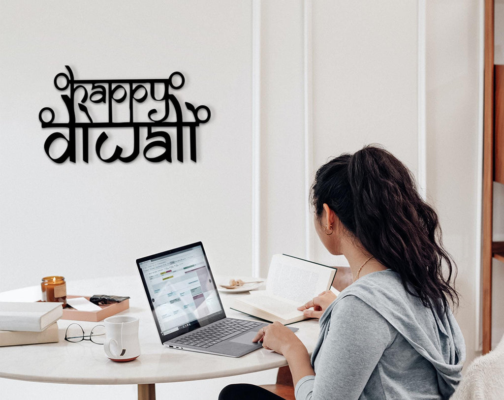 Happy Diwali Wood Sign: Indian Festive Wall Art