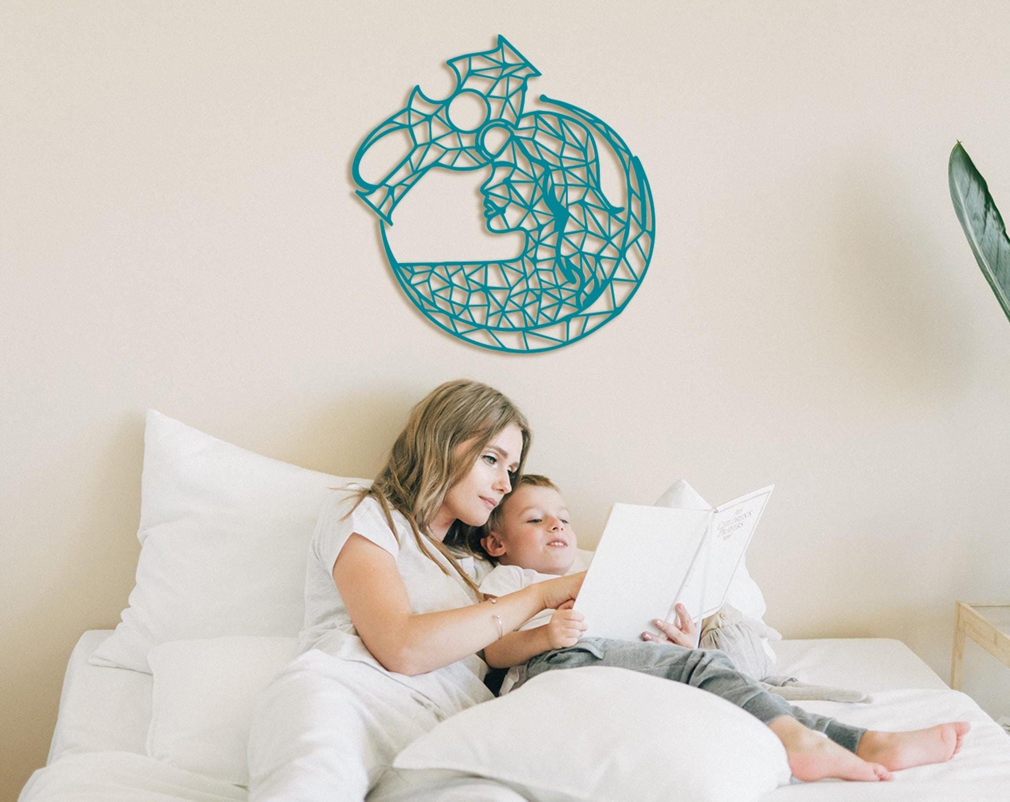 Aquarius Zodiac Sign Wood Wall Art: Boho Tarot Decor