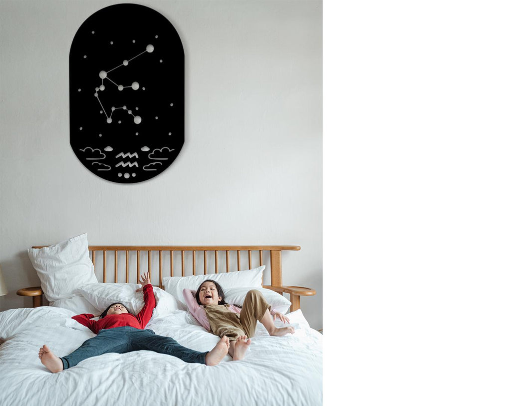 Aquarius Zodiac Constellation Wood Wall Decor: Mystical Boho Art