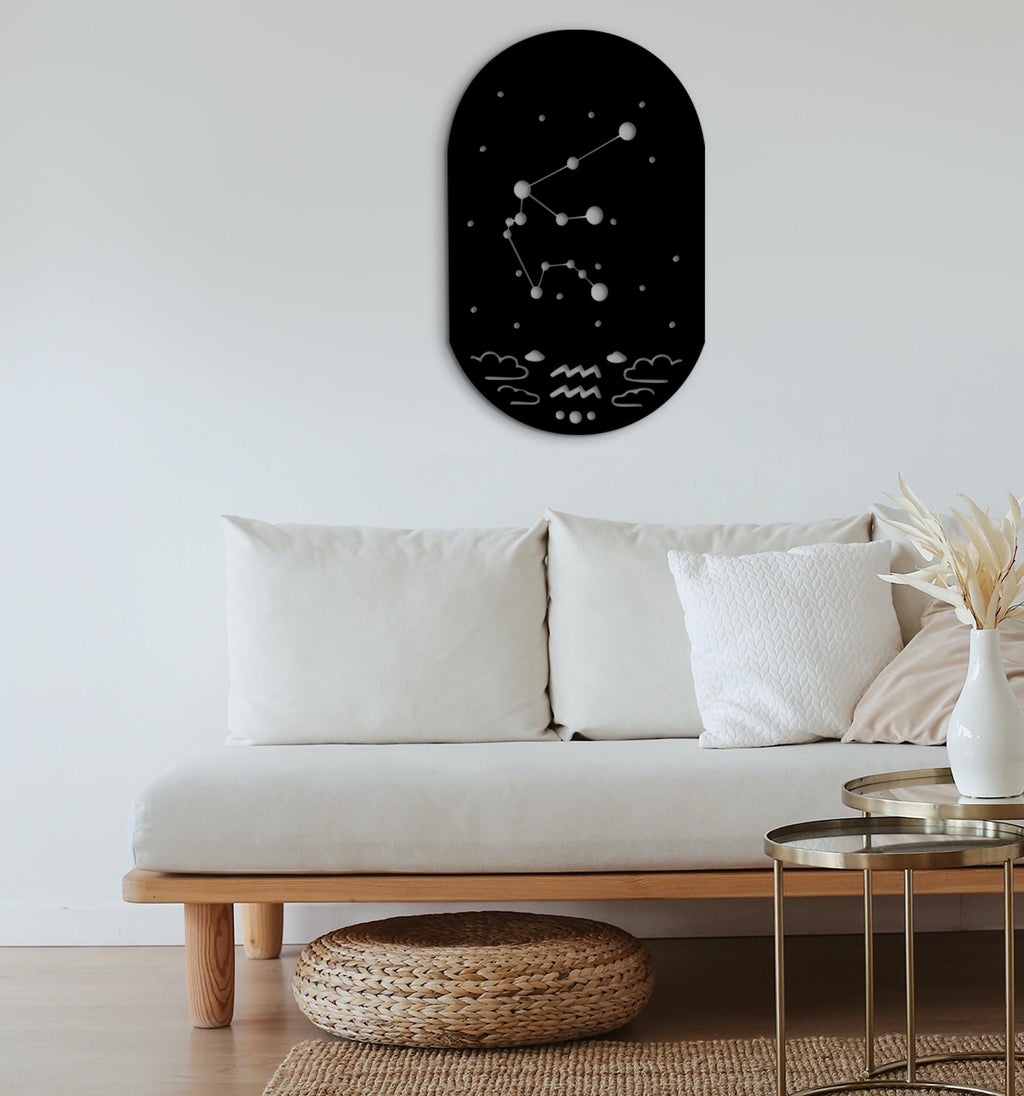Aquarius Zodiac Constellation Wood Wall Decor: Mystical Boho Art