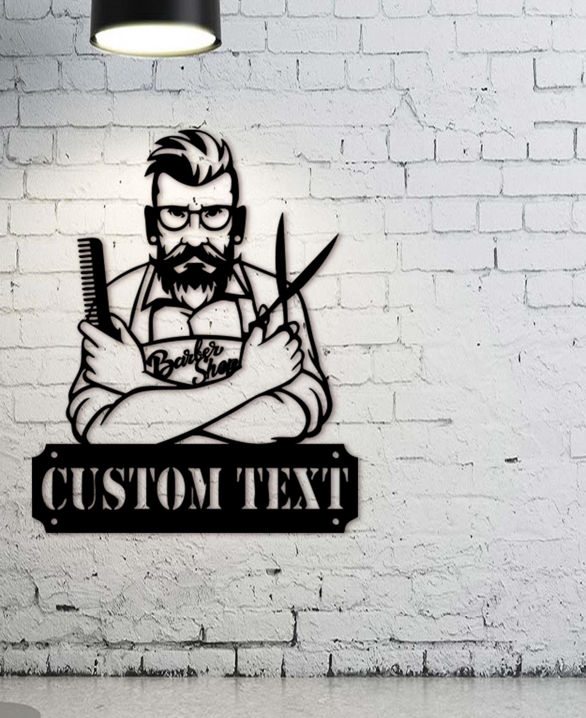 Custom Barber Shop Wood Sign: Personalized Wall Art Decor
