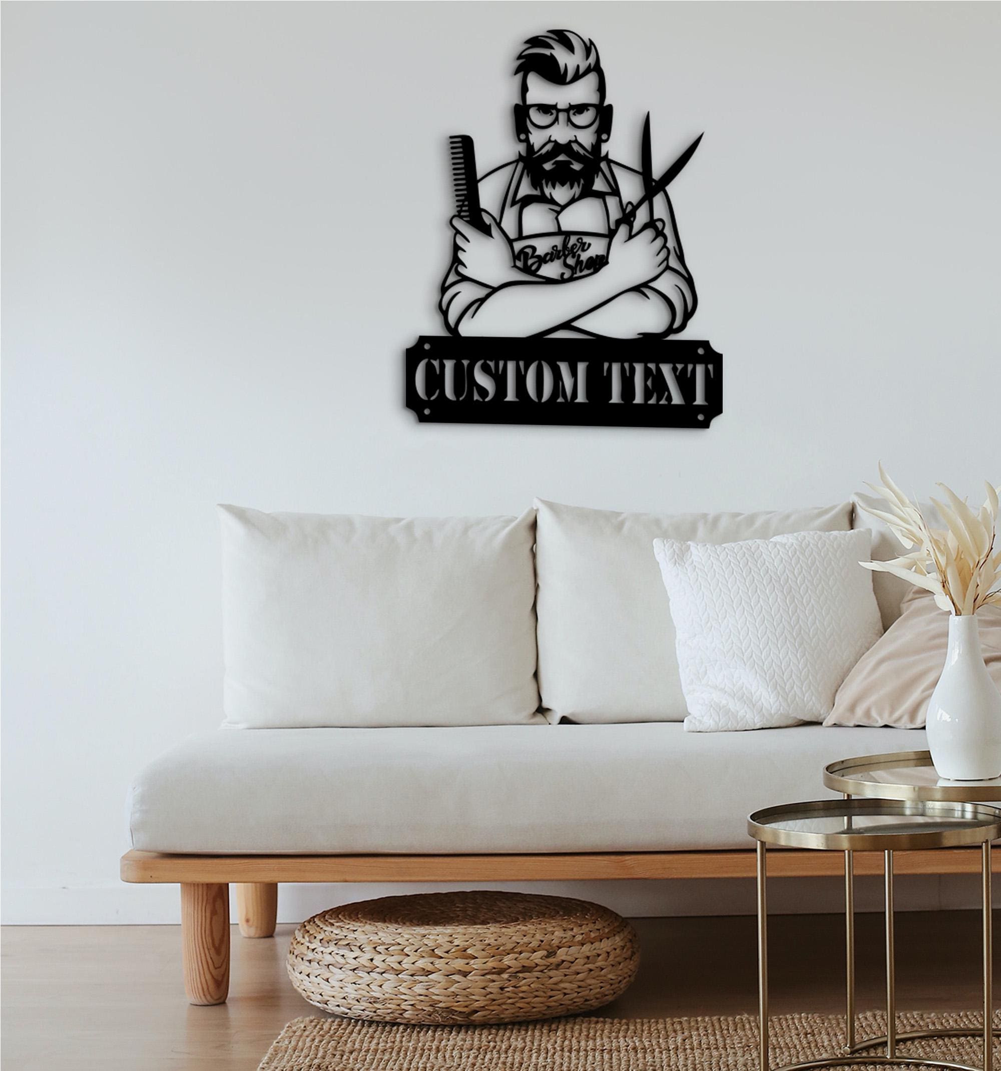 Custom Barber Shop Wood Sign: Personalized Wall Art Decor
