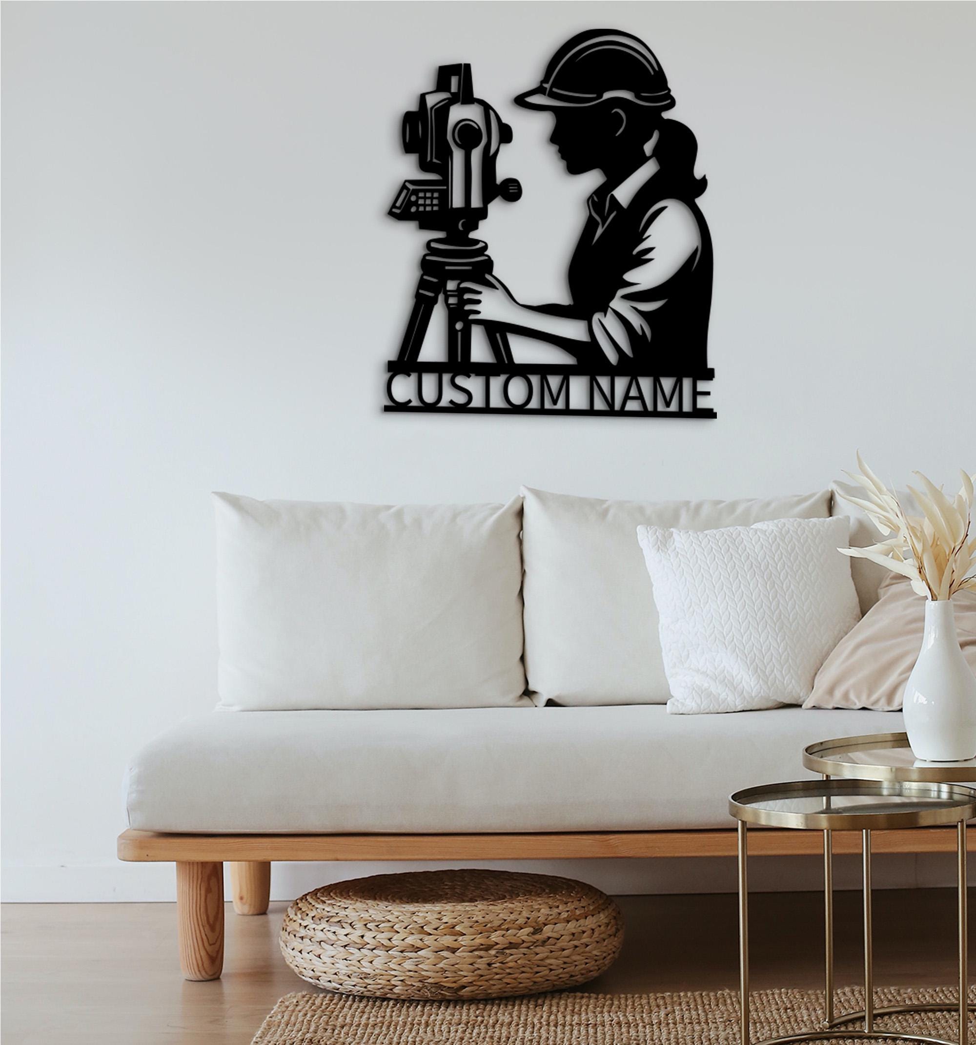 Personalized Surveyor Wood Wall Art: Engineer Gift, Mountain Topography