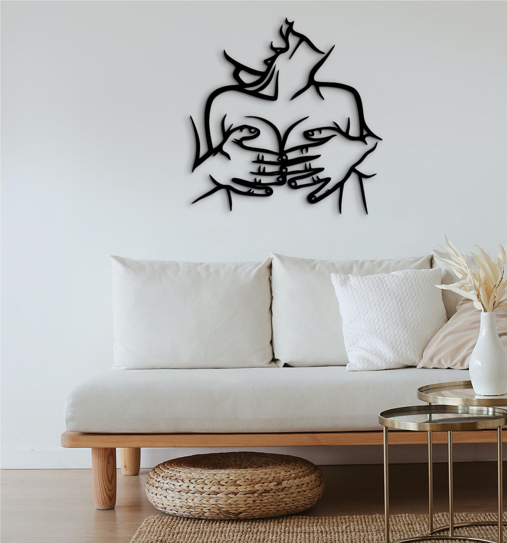 Nude Couple Wood Wall Art, Erotic Love Sign, Elegant Office Decor