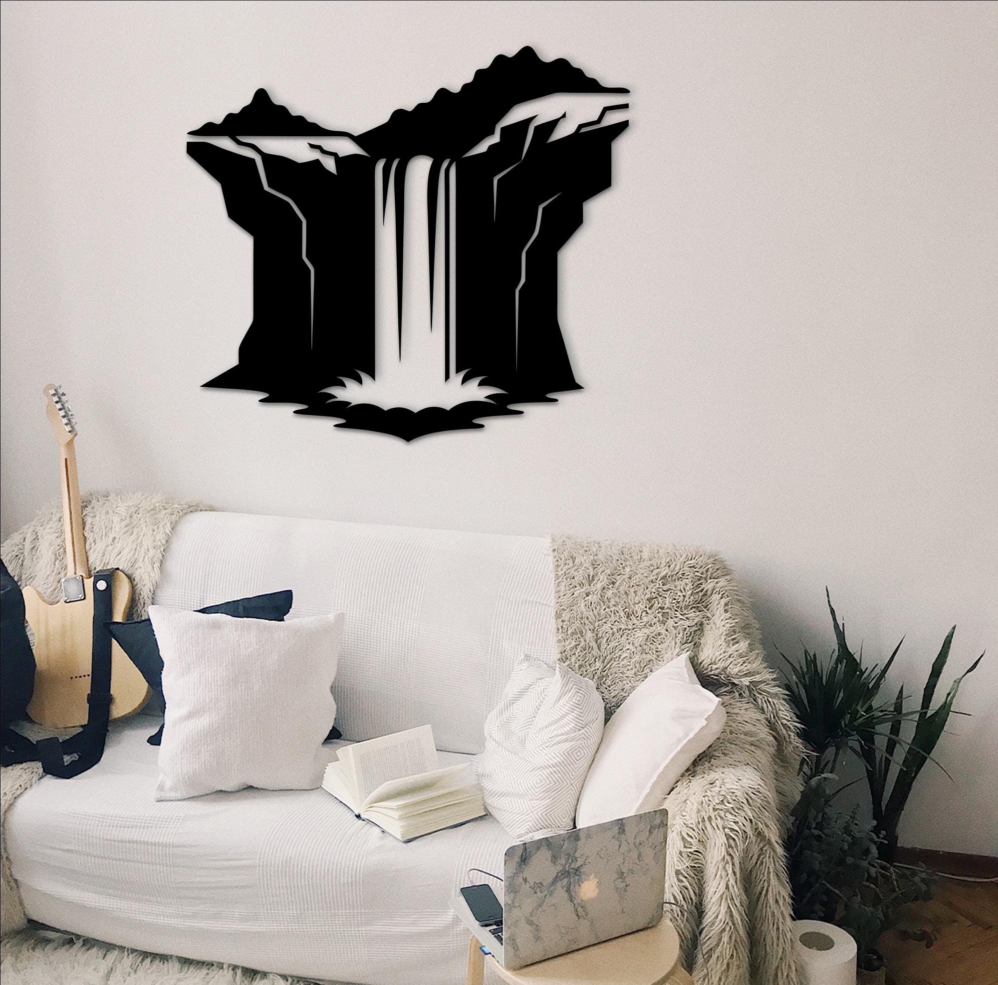 Rustic Waterfall Wood Wall Decor: Cabin Style Art