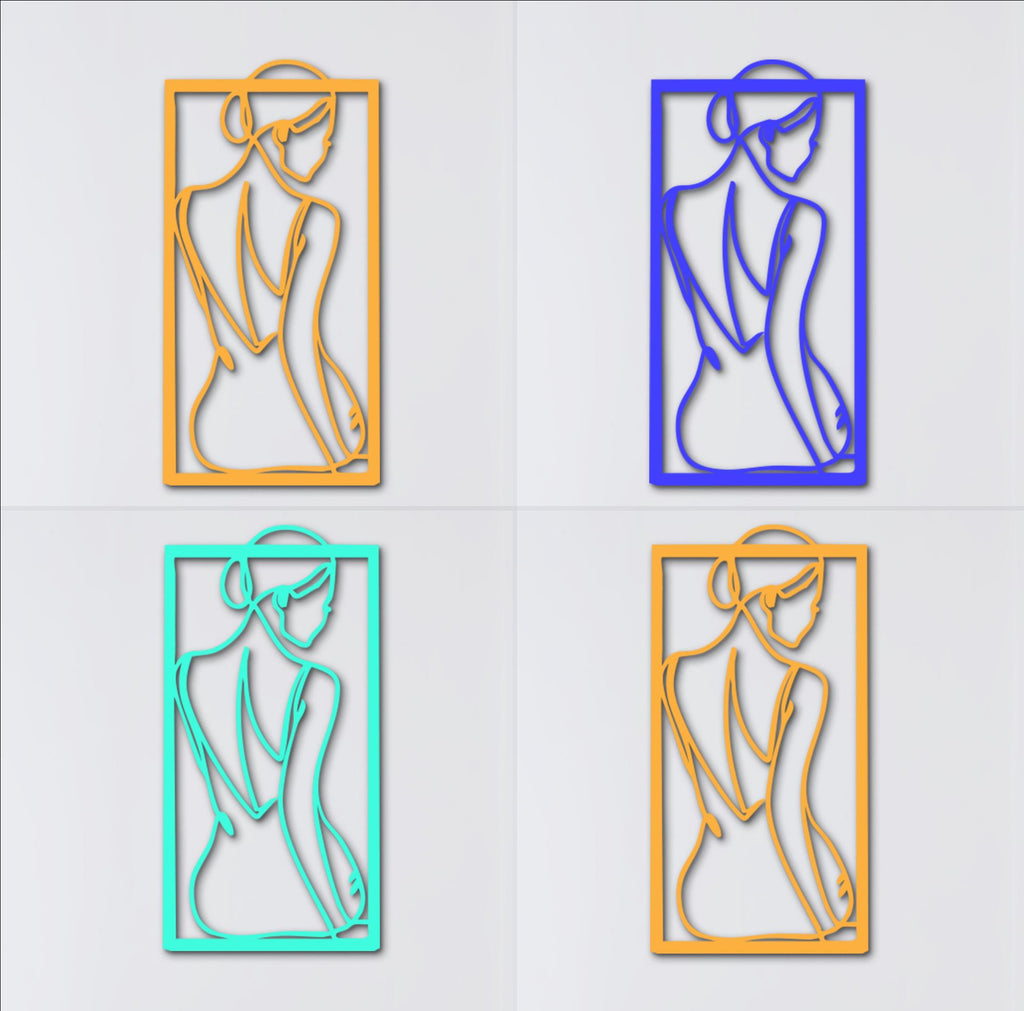 Lady Back Wood Wall Art, Nude Line Silhouette, Modern Home Decor