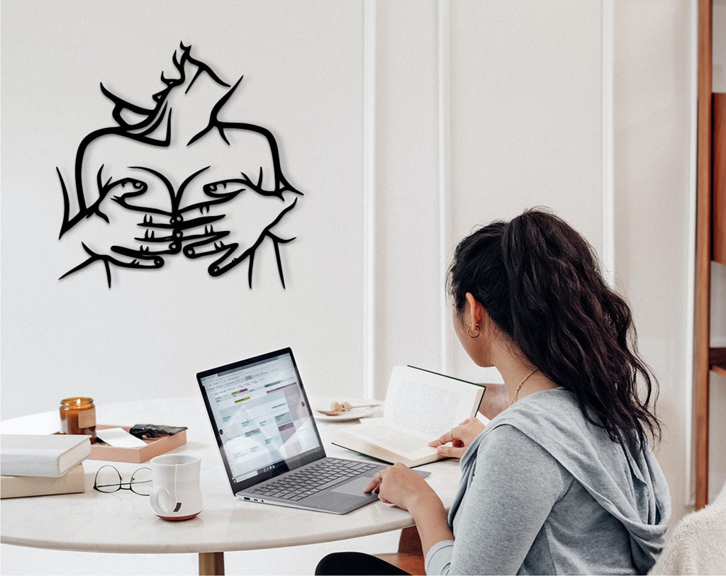 Nude Couple Wood Wall Art, Erotic Love Sign, Elegant Office Decor