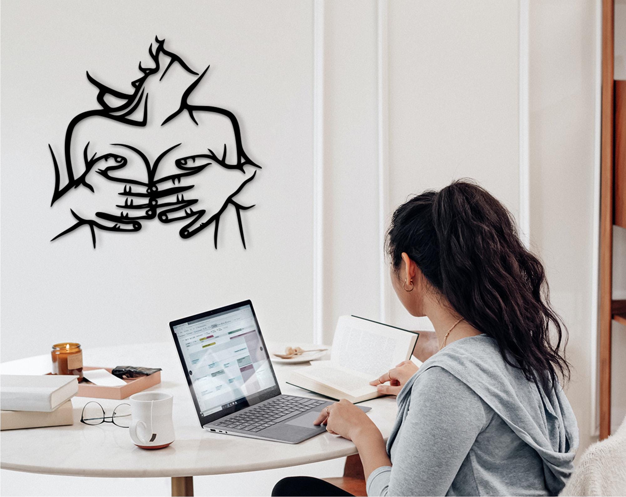 Nude Couple Wood Wall Art, Erotic Love Sign, Elegant Office Decor