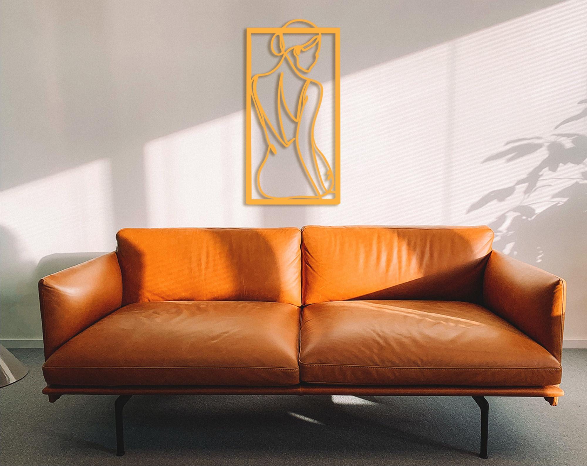Lady Back Wood Wall Art, Nude Line Silhouette, Modern Home Decor