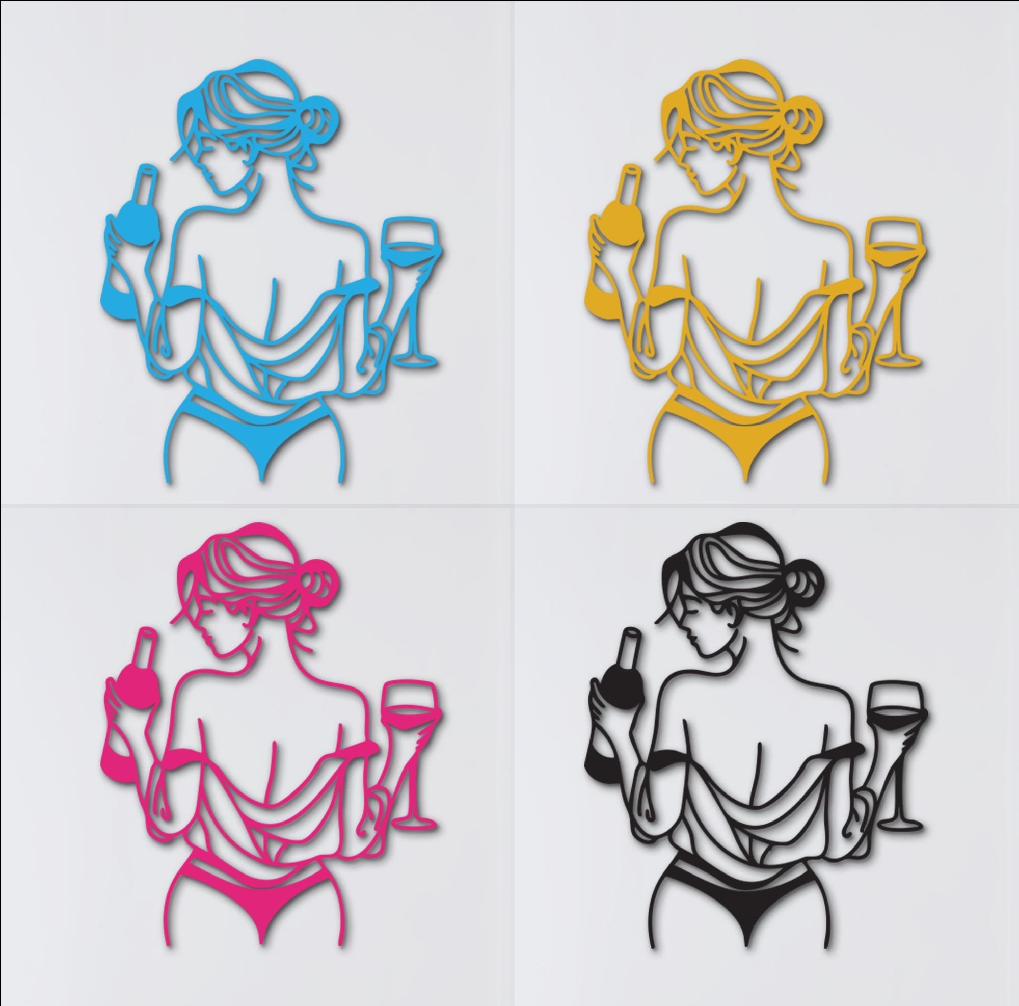 Abstract Woman Wood Wall Art: Bold Wine Woman Sculpture
