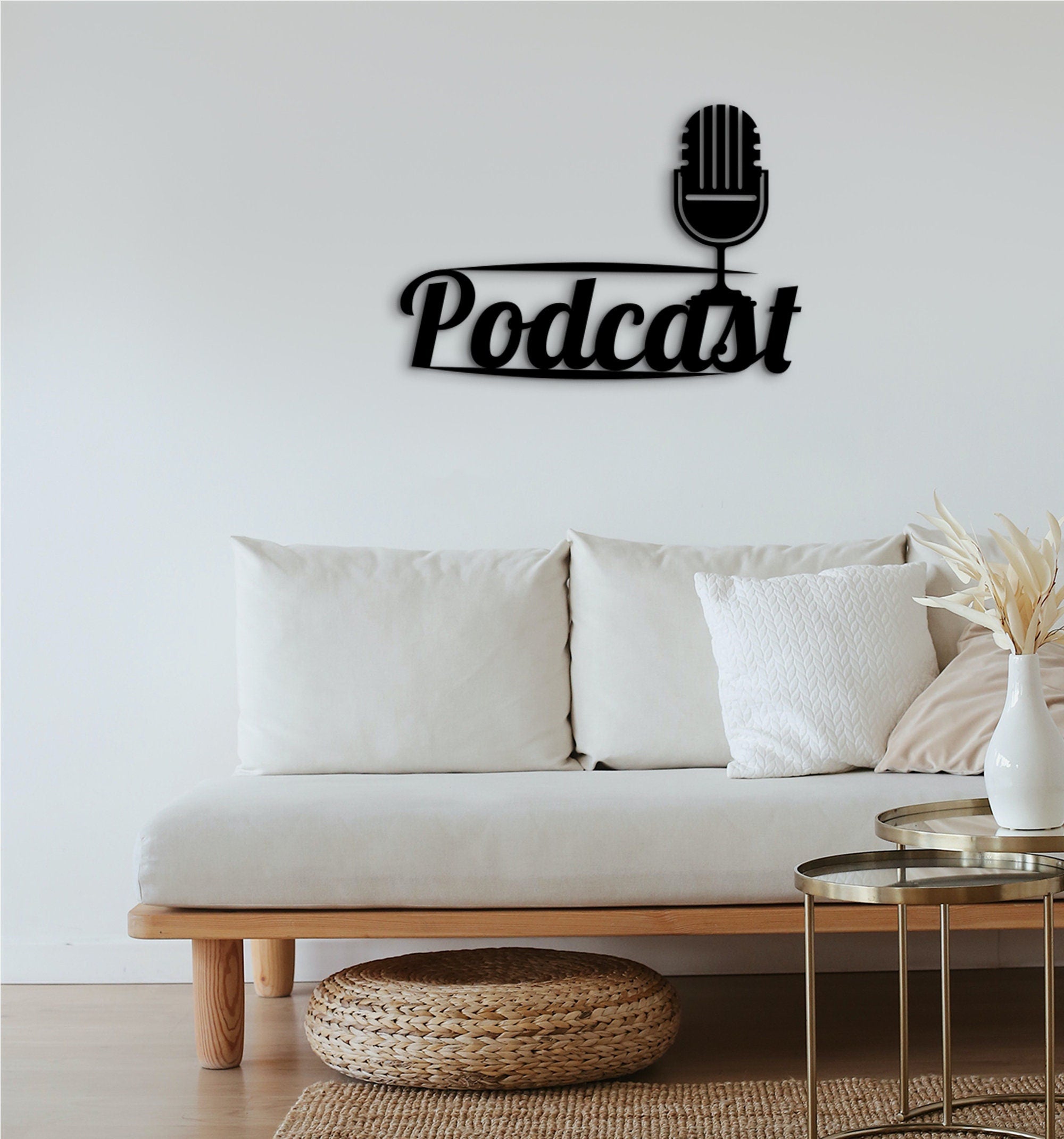 3D Podcast Wall Art: Studio Decor, Microphone Sign