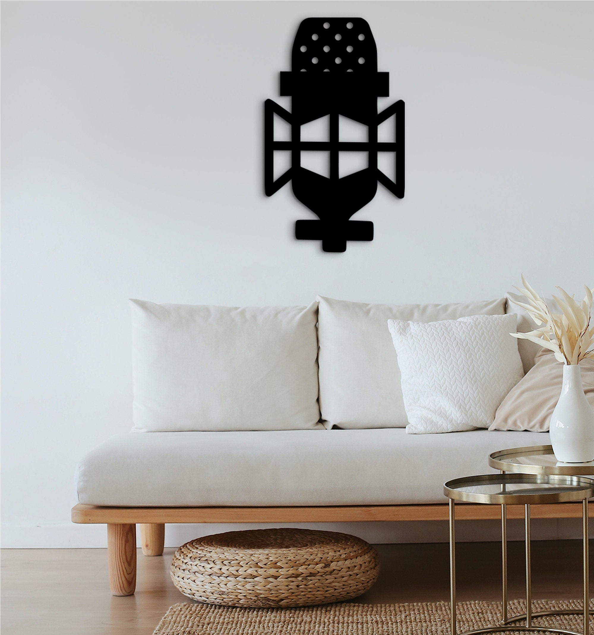 3D Microphone Wall Art: Podcast Studio Decor