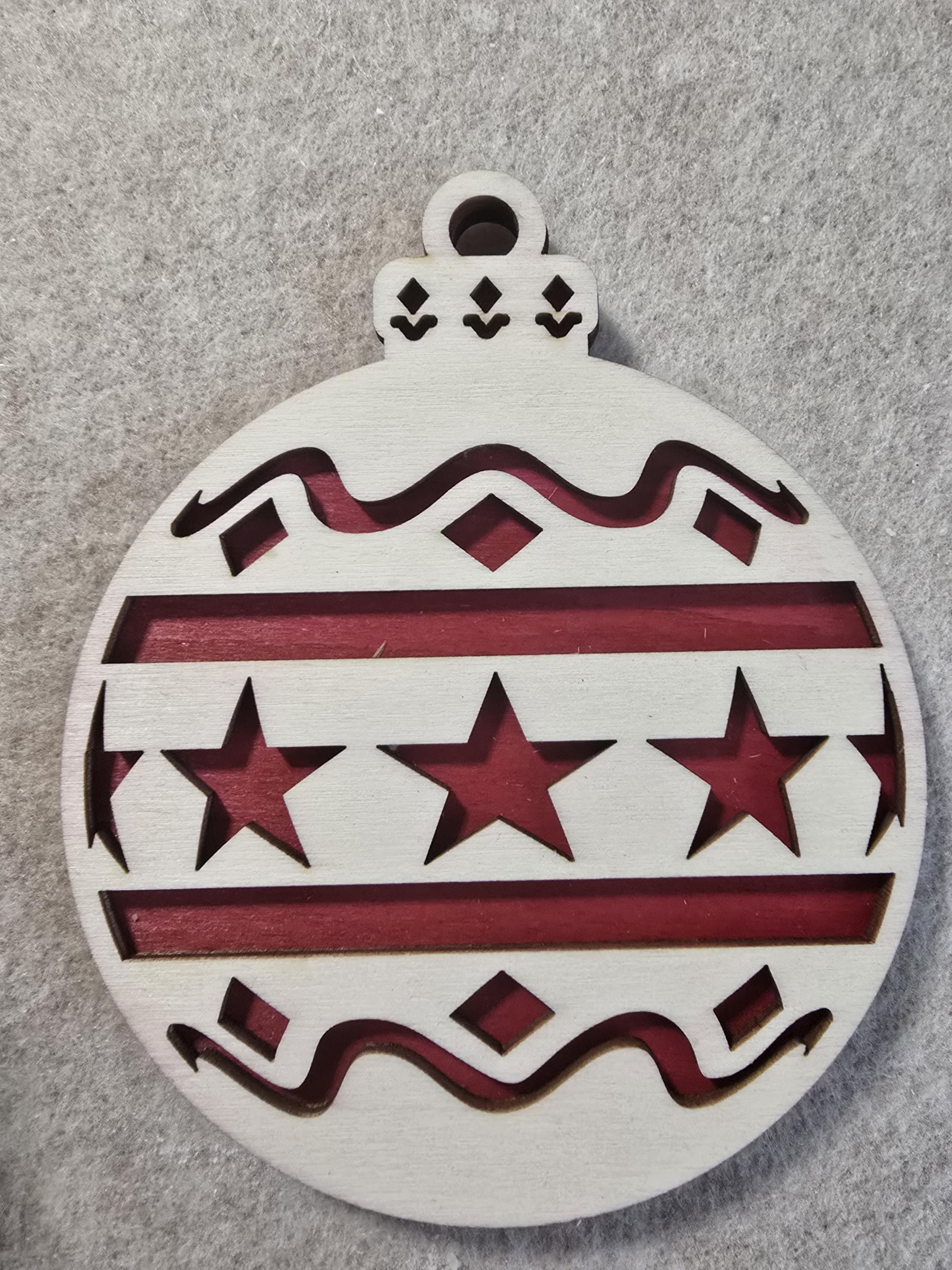 Set Christmas Ball Wooden Ball Ornament: Handmade Holiday Wall Decor