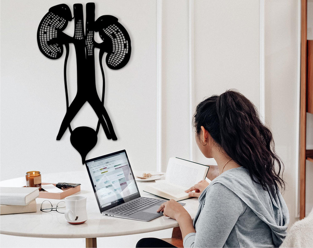 Urinary Tract Wood Wall Decor – Anatomical Art, Medical Gift