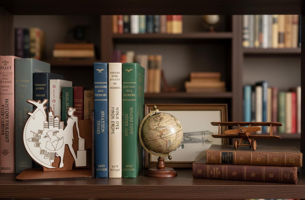 Wooden Flight Attendant Bookends, Aviation Cabin Crew Office Decor, Graduation Gift