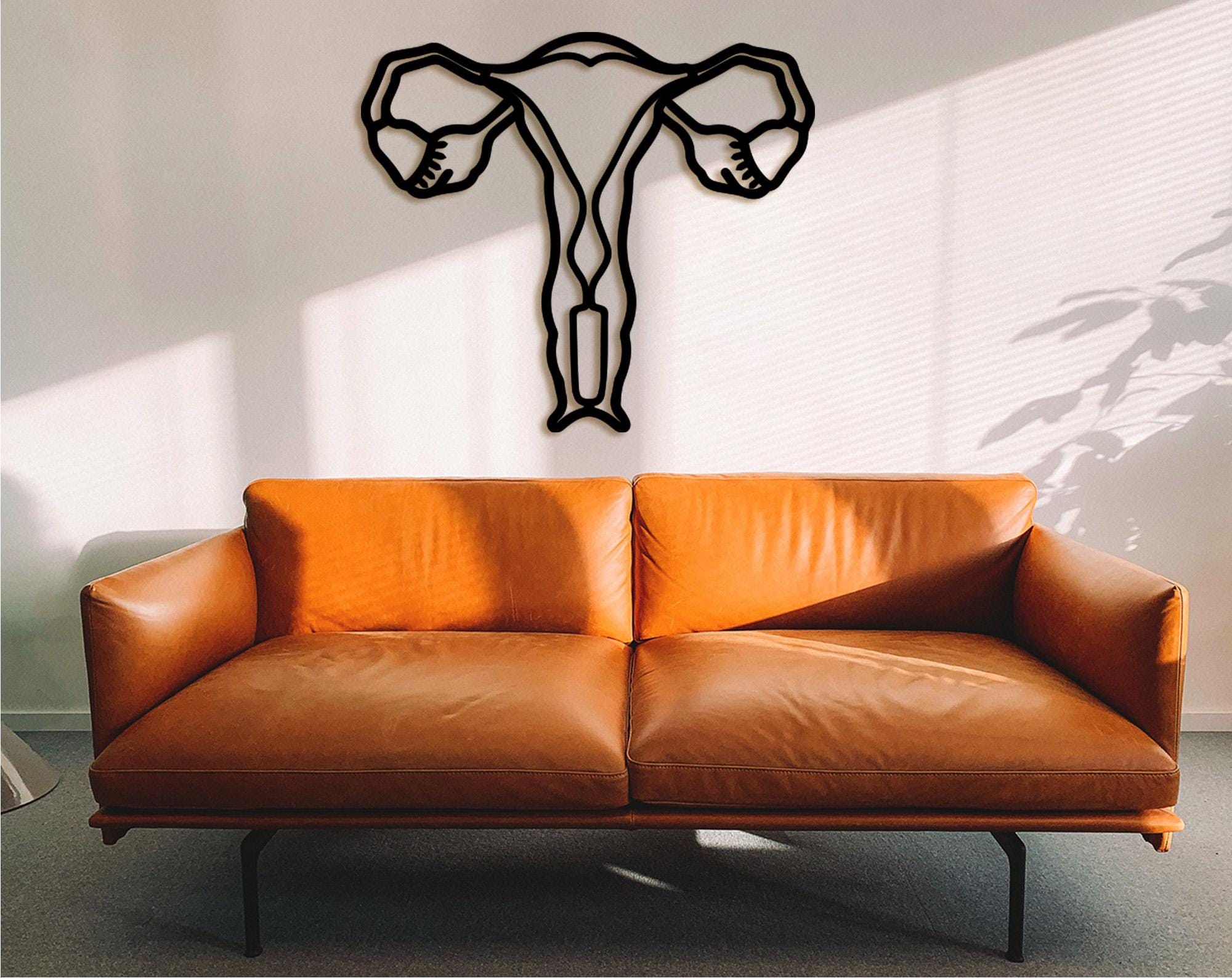 Uterus Anatomy Wood Wall Art - Floral Medical Decor, Gift