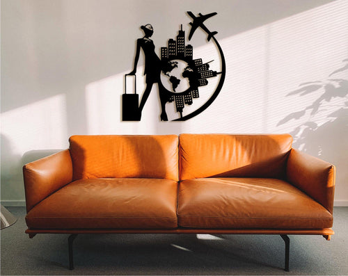 Airline Stewardess Wood Wall Art: Flight Attendant Gift, Travel Decor