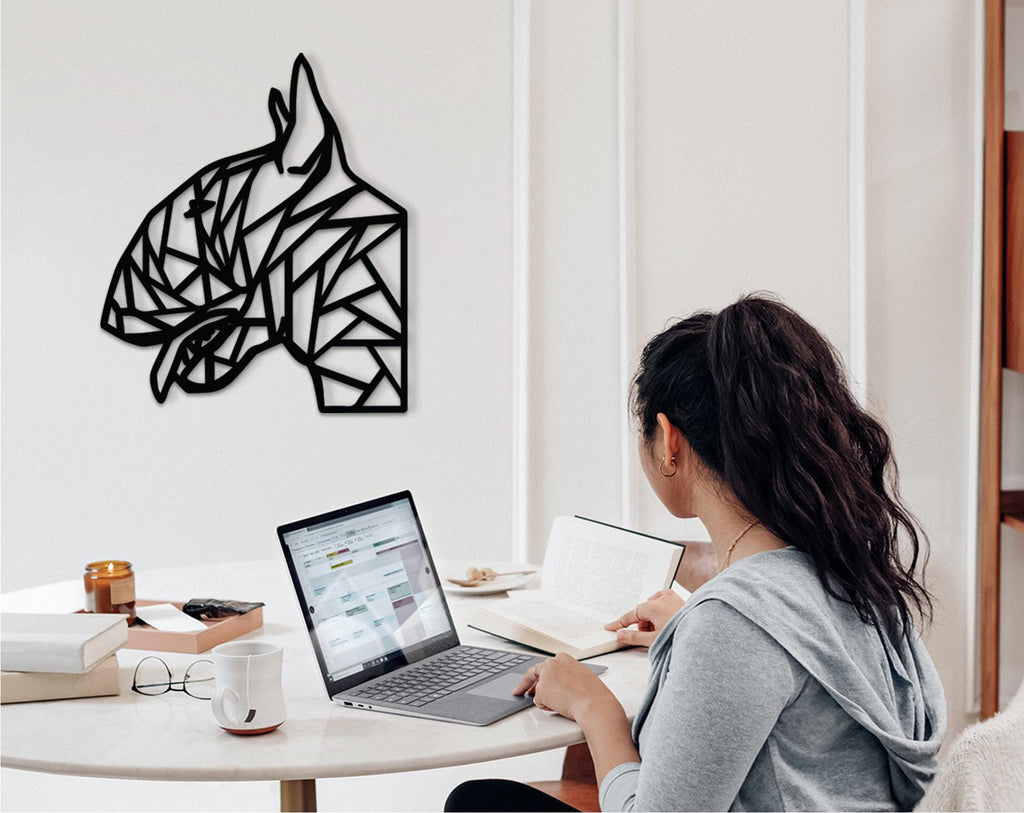 Geometric Bull Terrier Wood Wall Art: Dog Lover Gift
