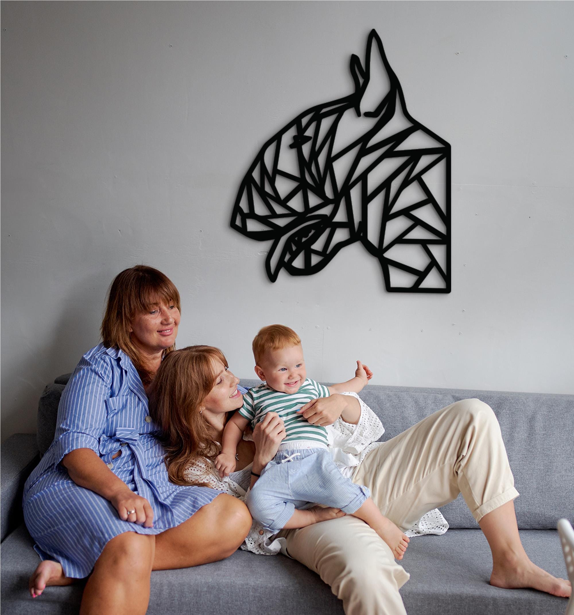 Geometric Bull Terrier Wood Wall Art: Dog Lover Gift