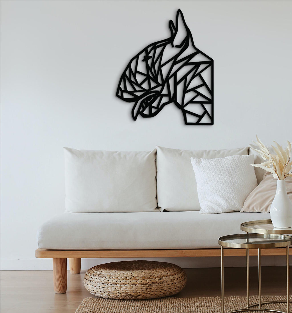 Geometric Bull Terrier Wood Wall Art: Dog Lover Gift
