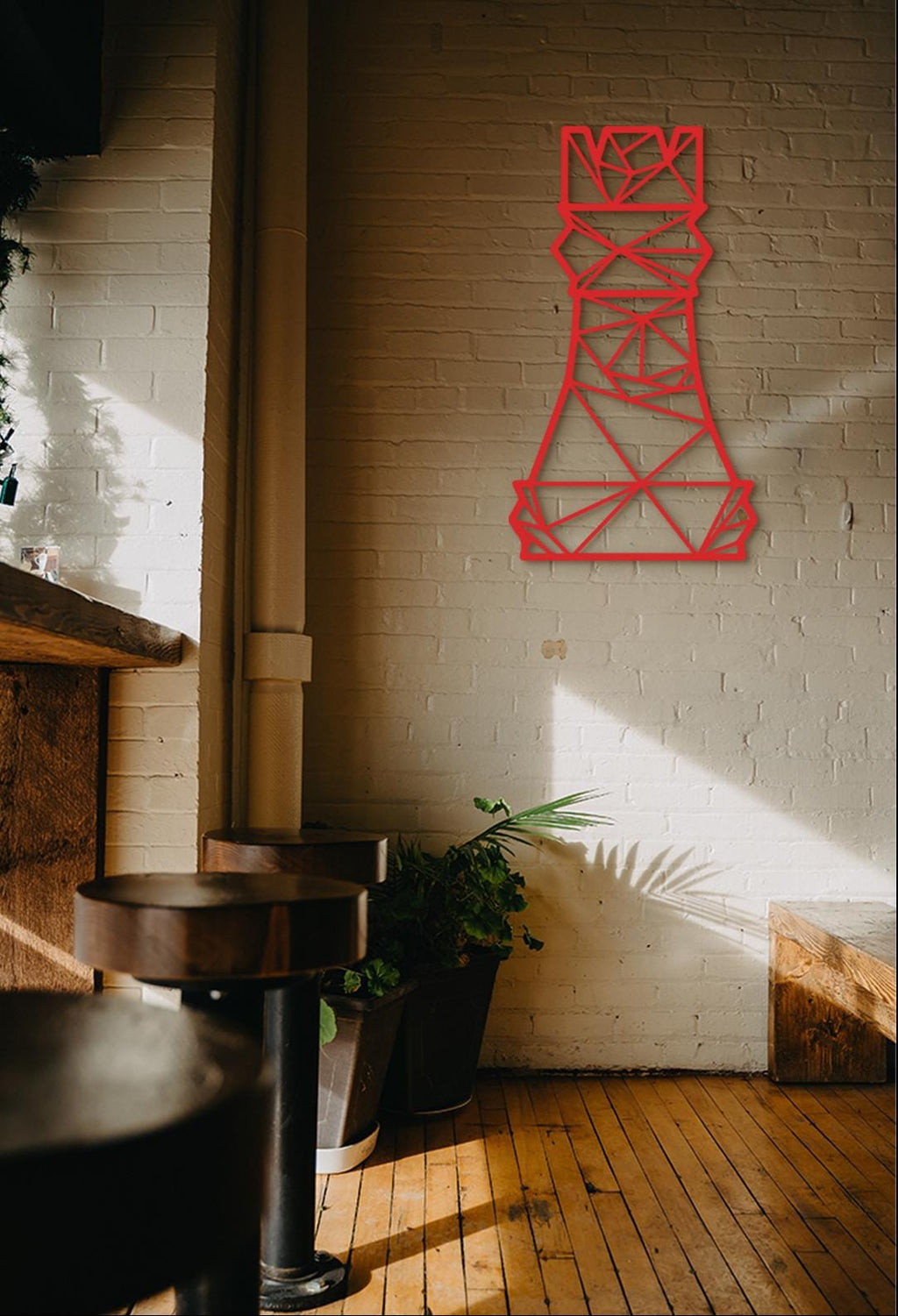 Geometric Rook Chess Piece: 3D Shadow Wood Wall Art