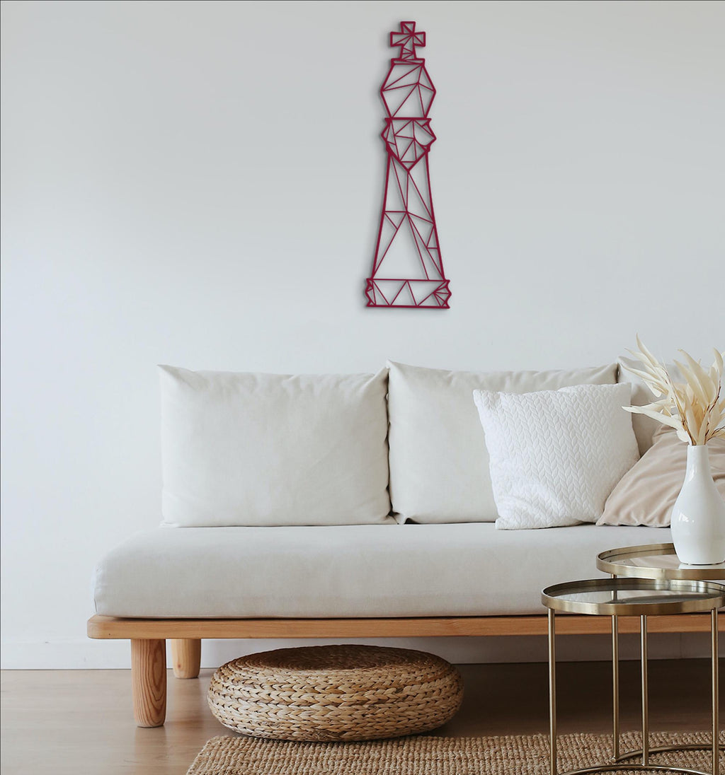 King Chess Piece Wood Wall Art: Geometric Decor