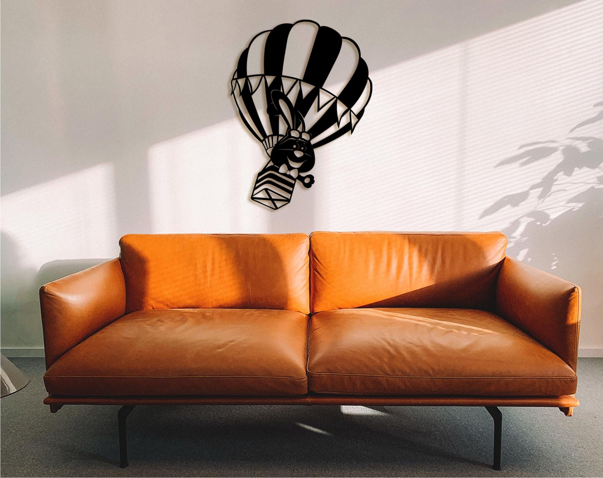 Rabbit On Air Balloon: 3D Wood Wall Art, Kids Room Decor
