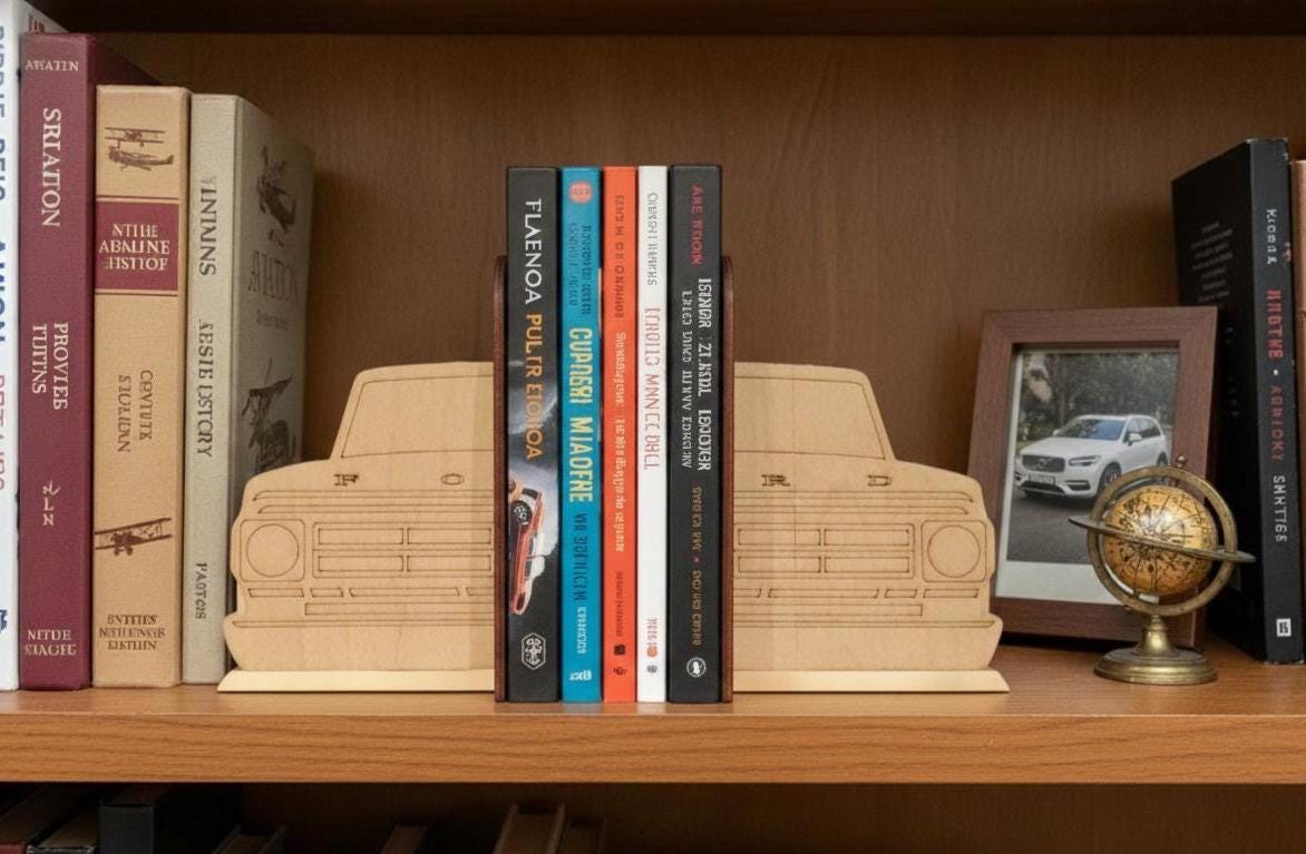 Ford F100 Wood Bookends: Laser Cut Birch Plywood