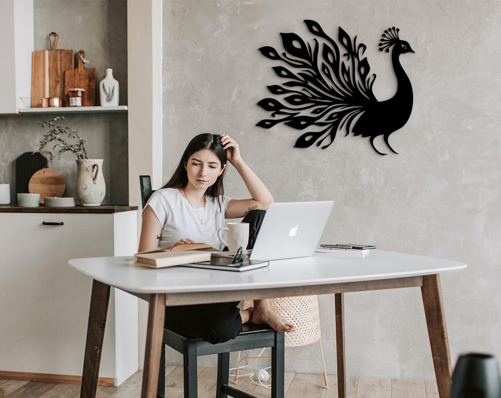 Peacock Wood Wall Art, Boho Home Decor, Laser Cut Wood
