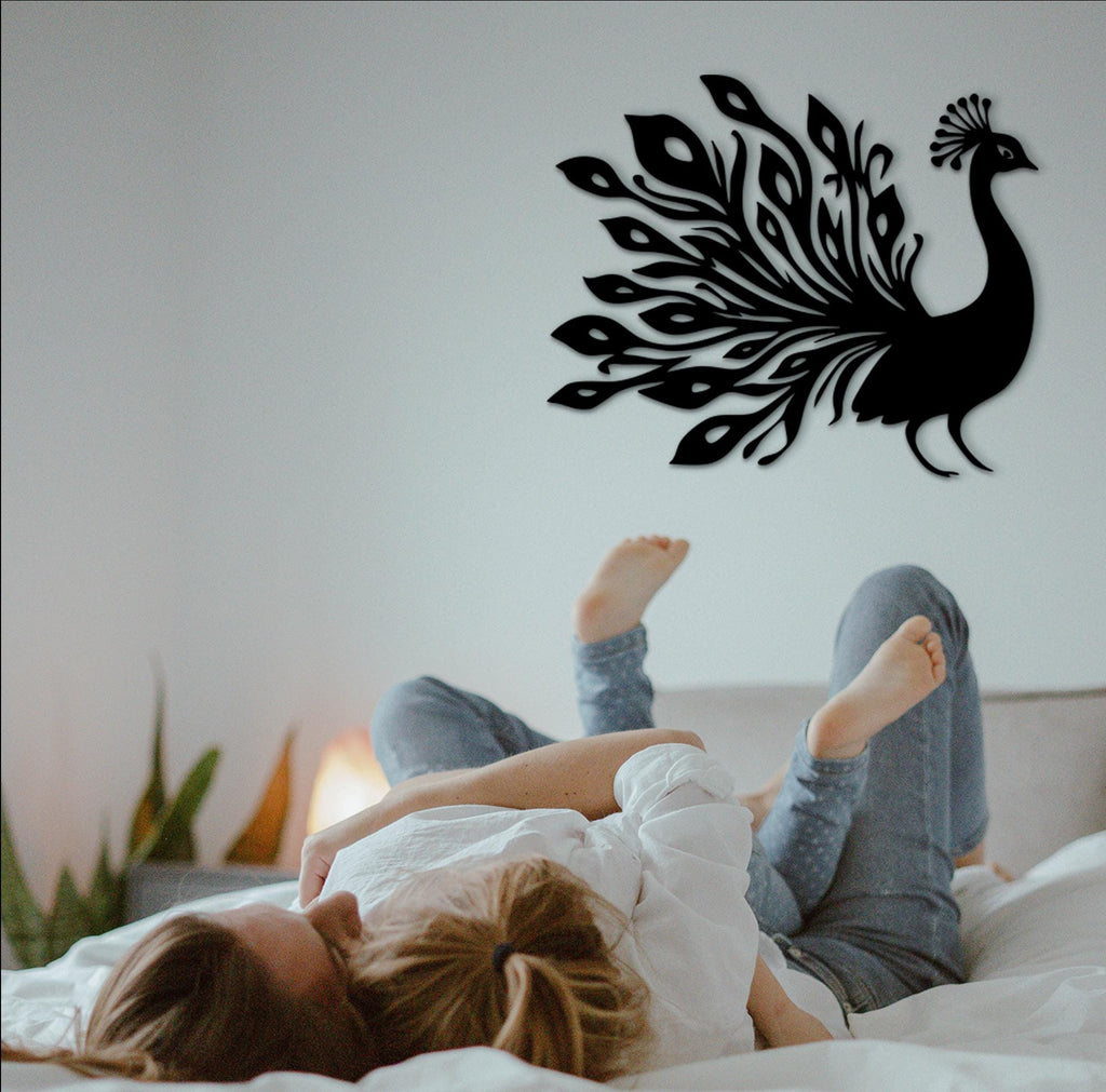 Peacock Wood Wall Art, Boho Home Decor, Laser Cut Wood