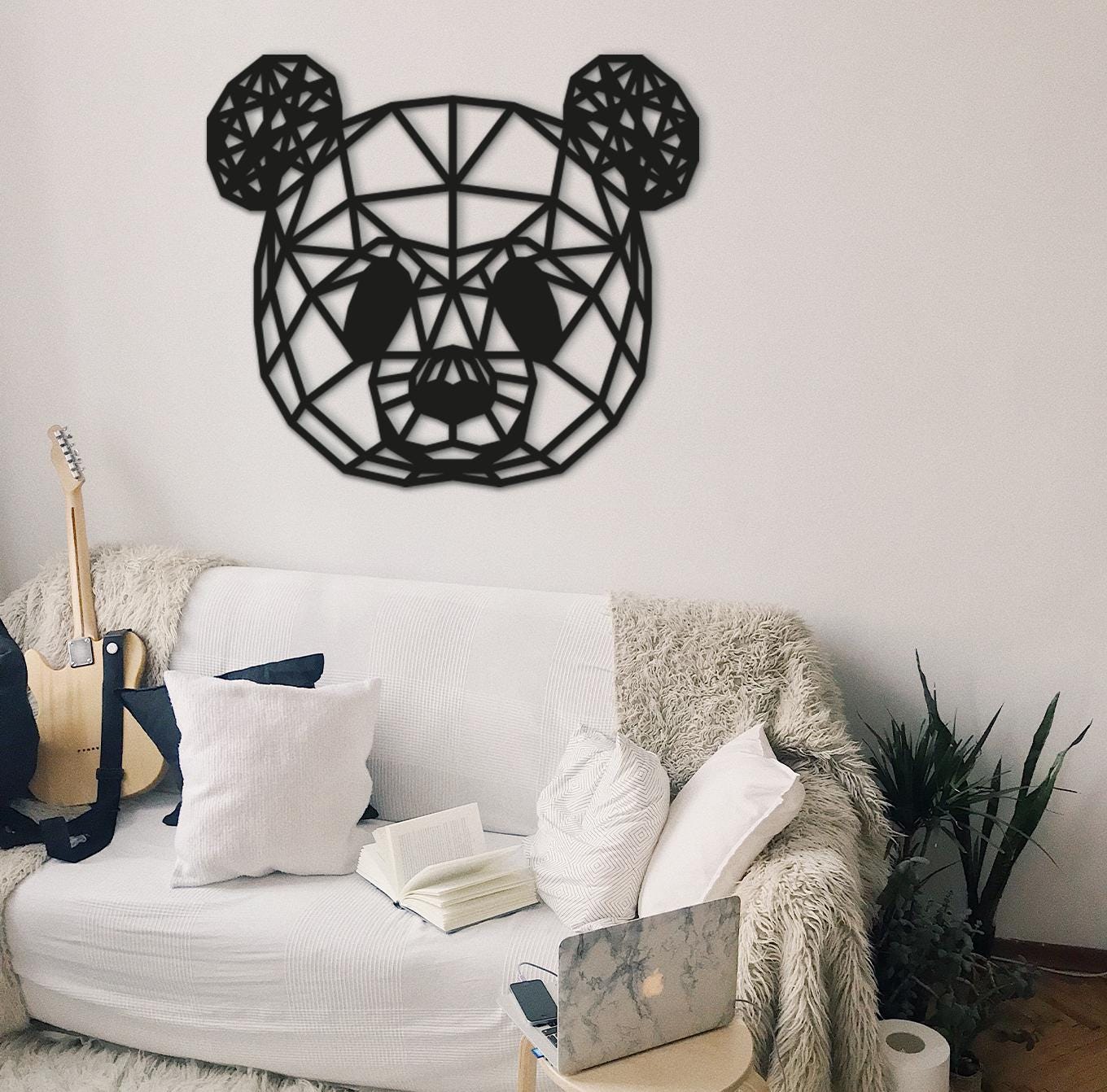 Geometric Panda Head: Wood Wall Art, Baby Room Decor